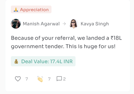 An appreciation post on the Olak community board